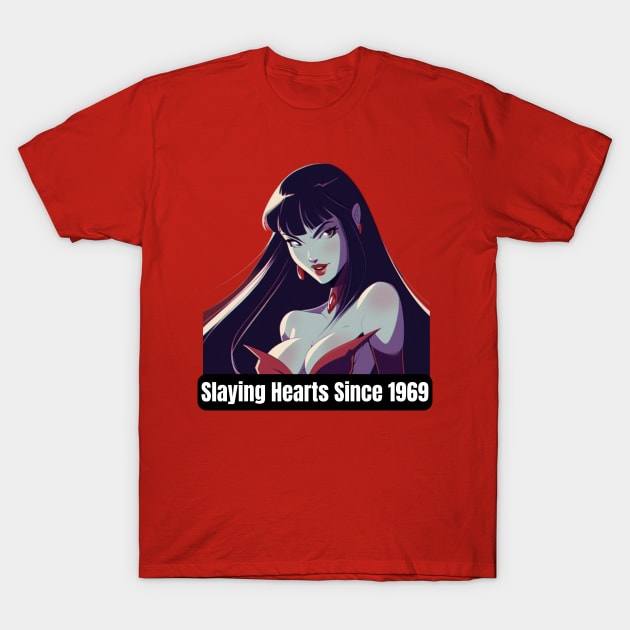 Vampirella Slaying Hearts Since 1969 T-Shirt by ForbiddenGeek